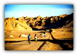 Cycling in Moon Valley (Valle de la Luna), Atacama Desert, North Chile